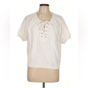 J. Crew White Lace-Up Short Sleeve Tee